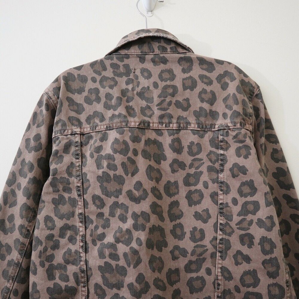 Blank NYC Size S Catwalk Denim Trucker Jacket Animal Print Distressed - Picture 9 of 12